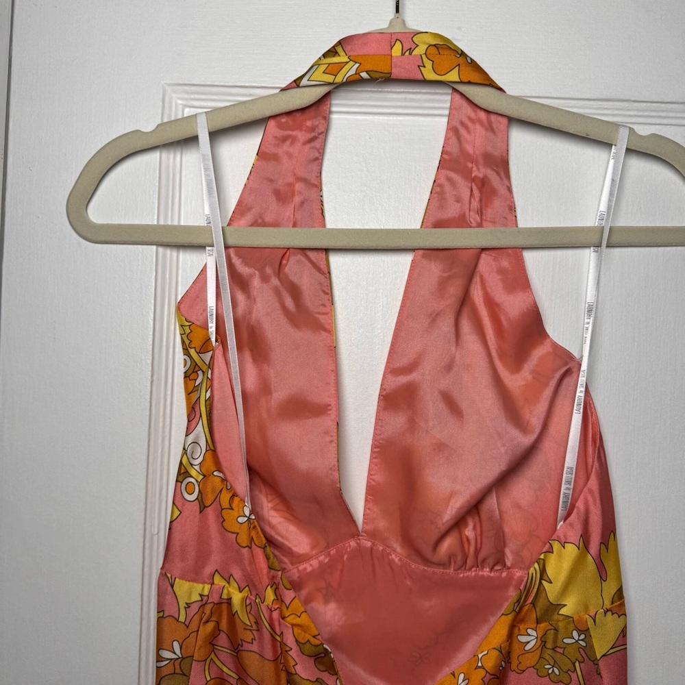 Laundry by Shelli Segal Vintage 90s 100% Silk Halter Dress NEW 10 - Picture 9 of 13